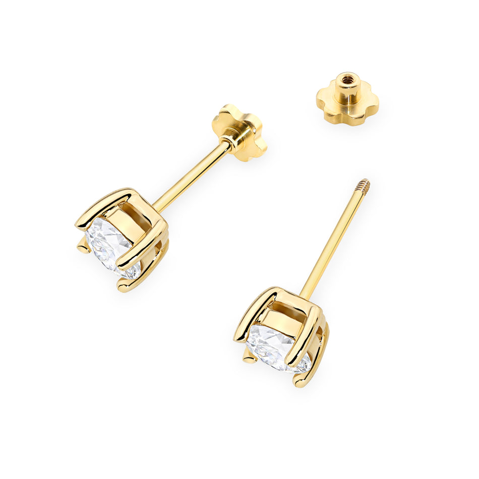 Gold Earrings with 2 x 0.70ct Diamonds
