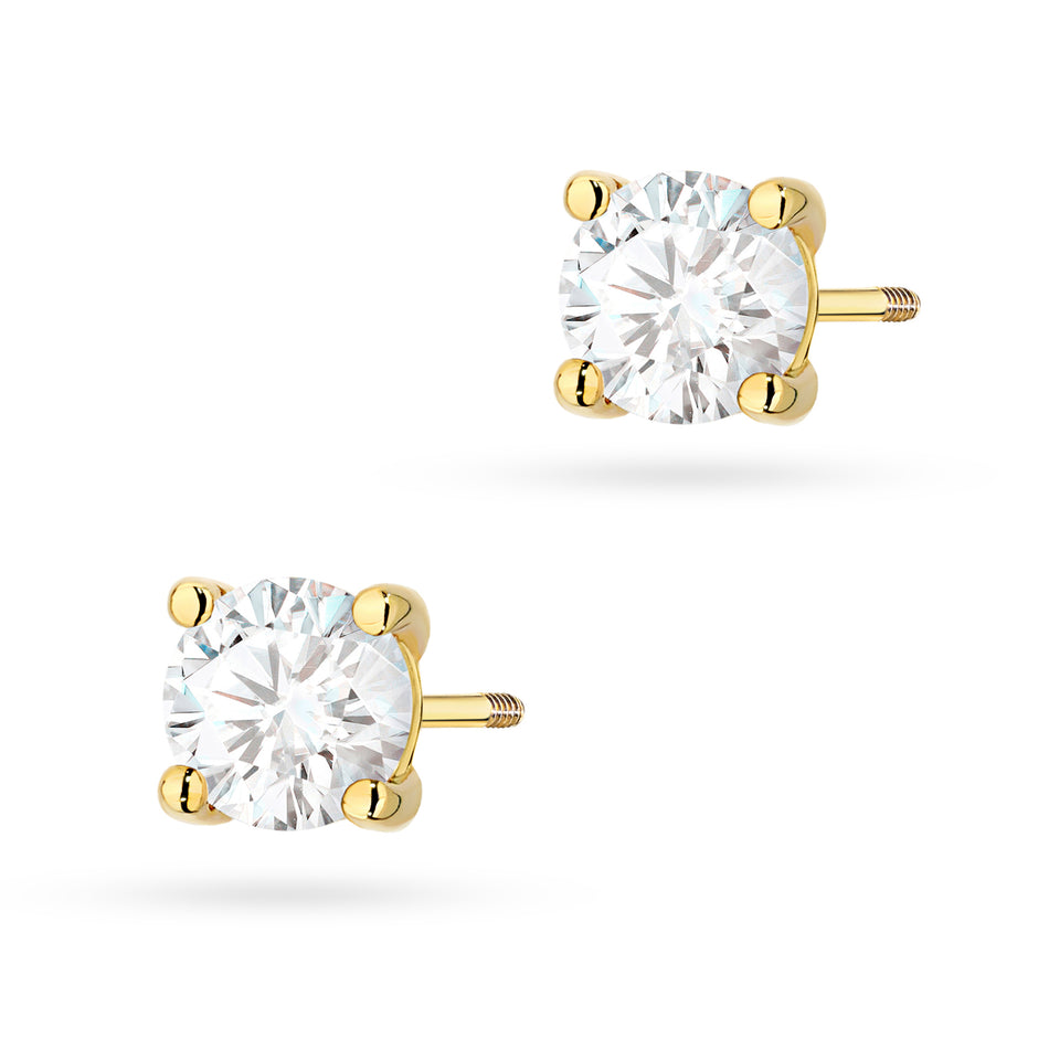 Gold Earrings with 2 x 1.00ct Diamonds