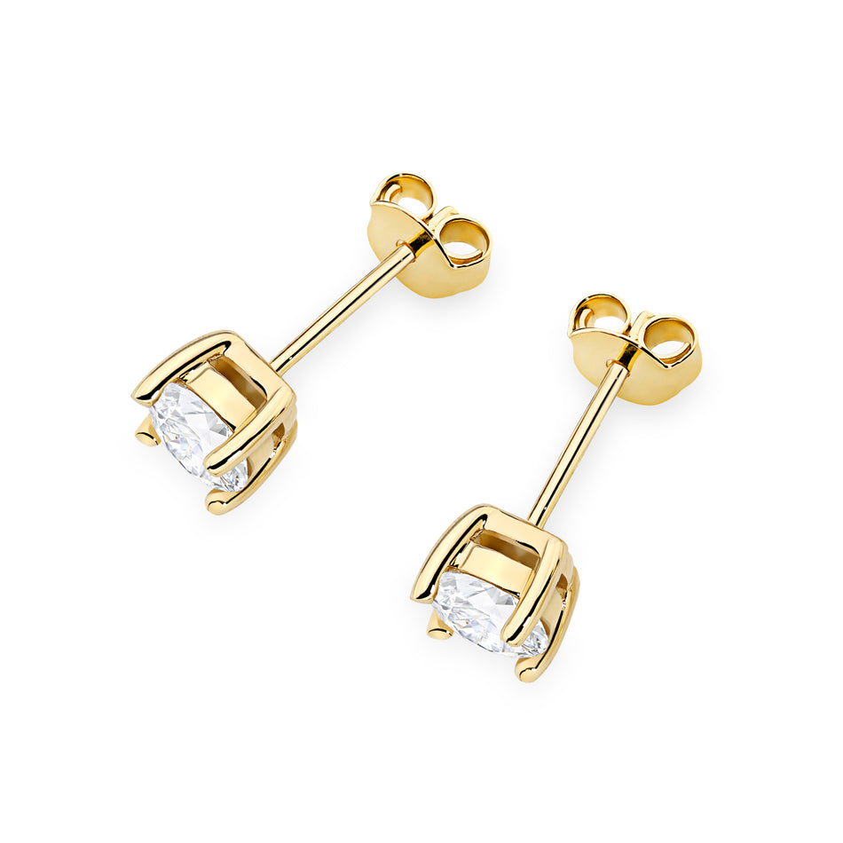 Gold Earrings with 2 x 0.70ct Lab-diamonds