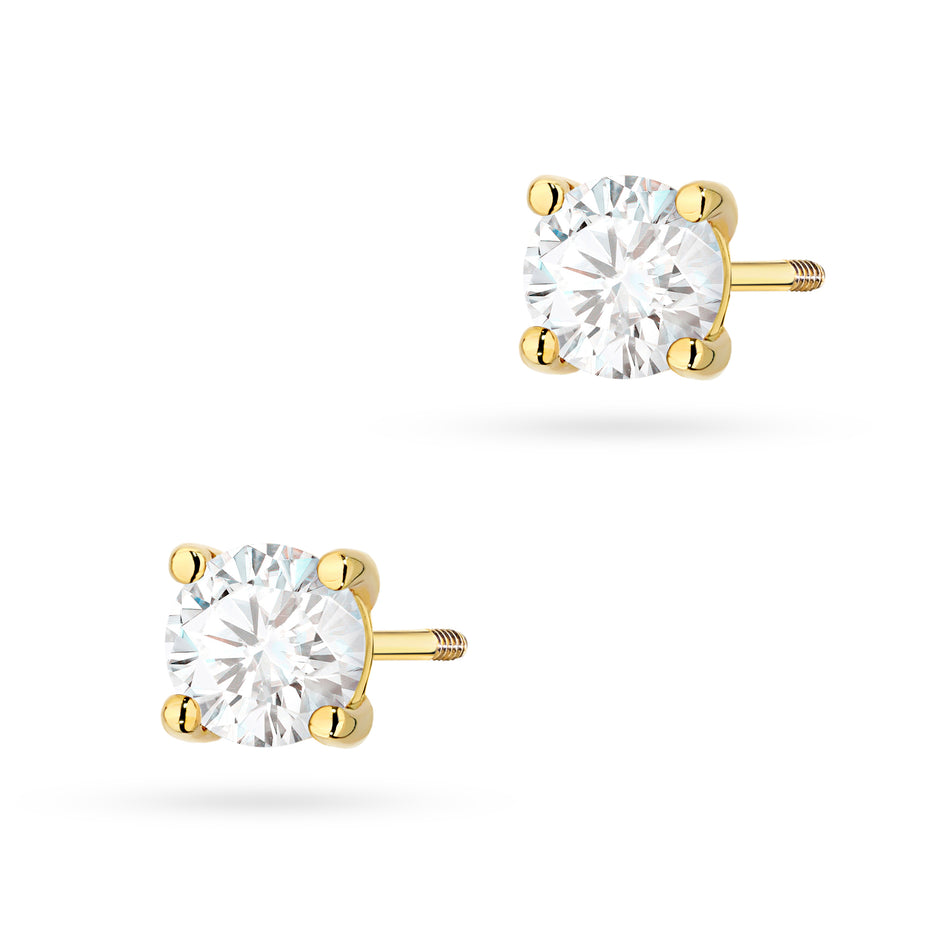 Gold Earrings with 2 x 0.70ct Lab-diamonds