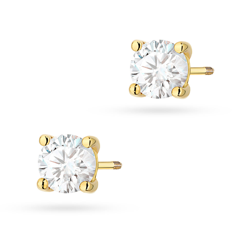 Gold Earrings with 2 x 1.00ct Lab-diamonds