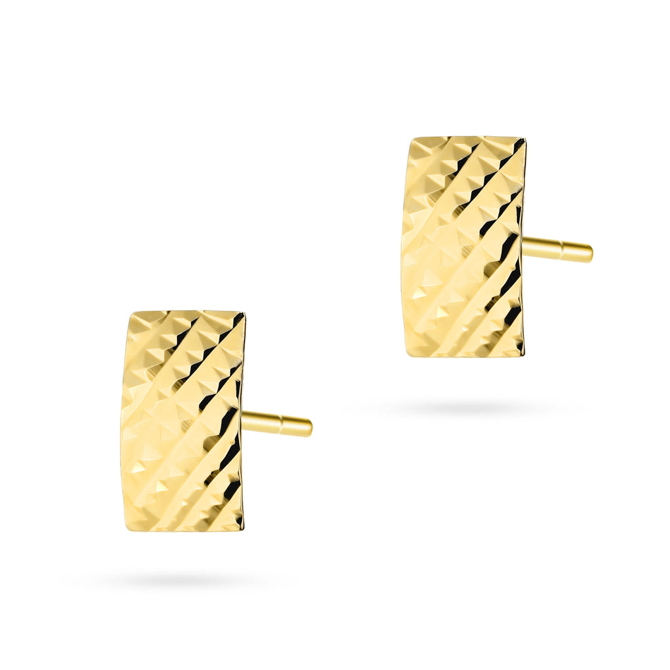 Gold Stud Earrings with Zirconia