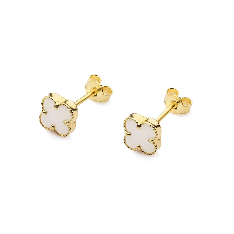 Gold Stud Earrings Lucky