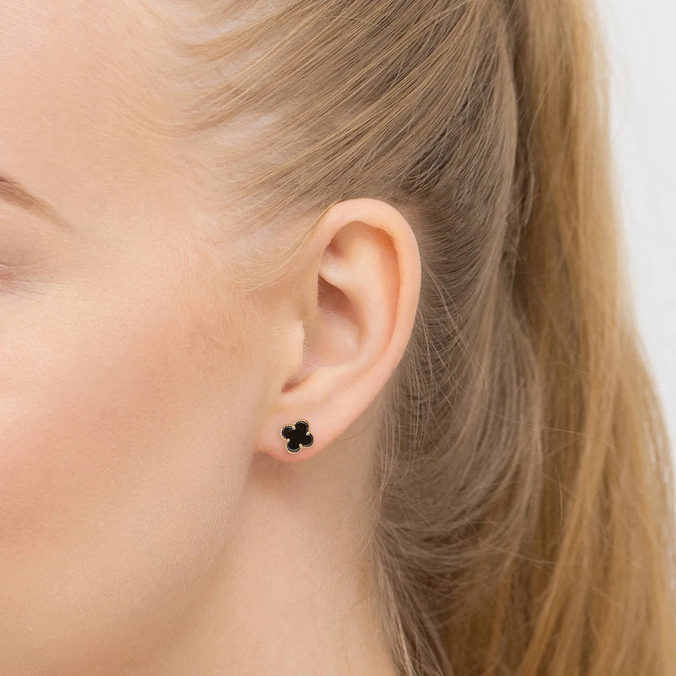 Gold Stud Earrings Lucky