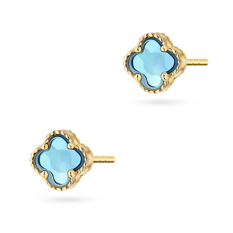 Gold Stud Earrings with Mother of Pearl Lucky