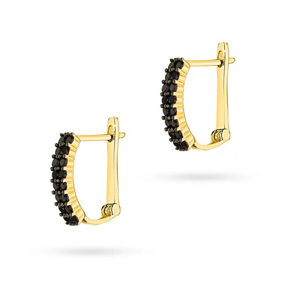 Gold English Clasp Earrings with Zirconia