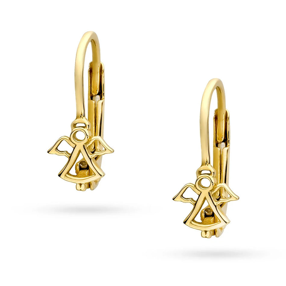 Gold English Clasp Earrings Angel