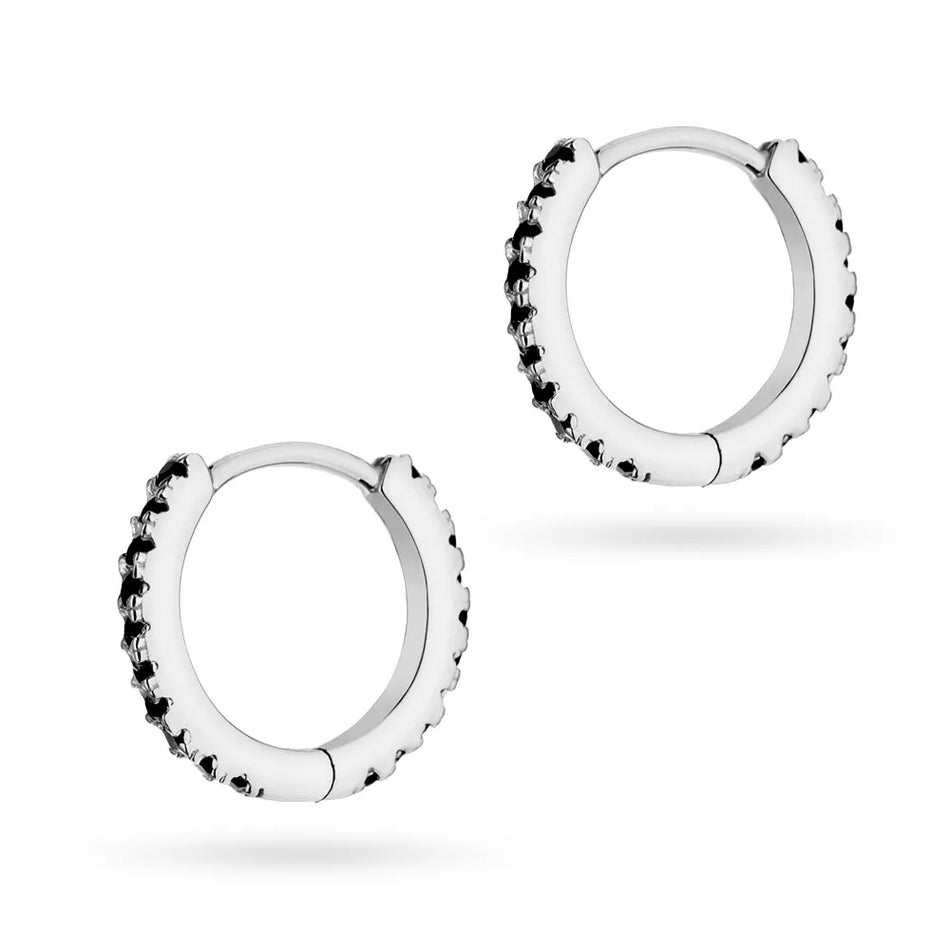 Strieborný Kruhové zásuvacie náušnice so zirkónmi