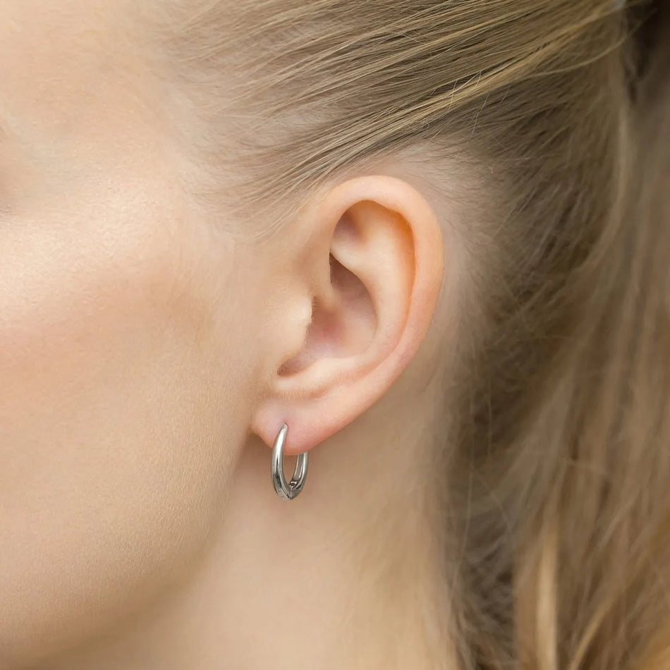 Strieborný Kruhové zásuvacie Náušnice 15mm