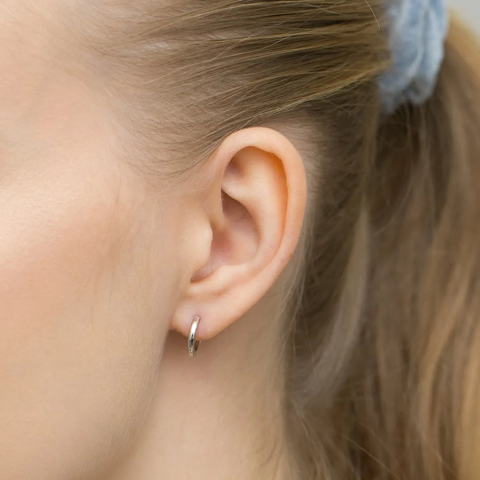 Strieborný Kruhové zásuvacie Náušnice 12mm