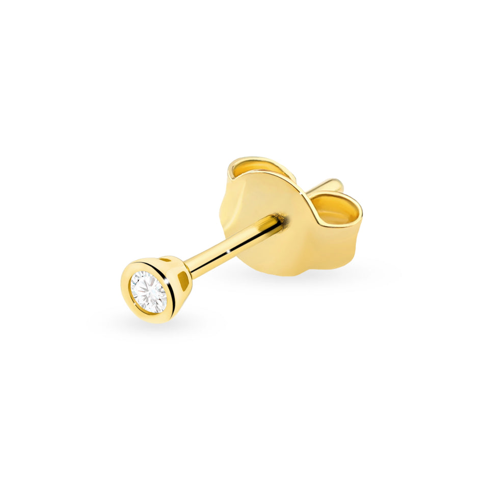 Gold Stud Earrings with Zirconia