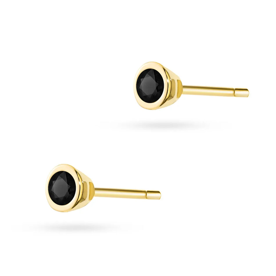 Gold Stud Earrings with Zirconia