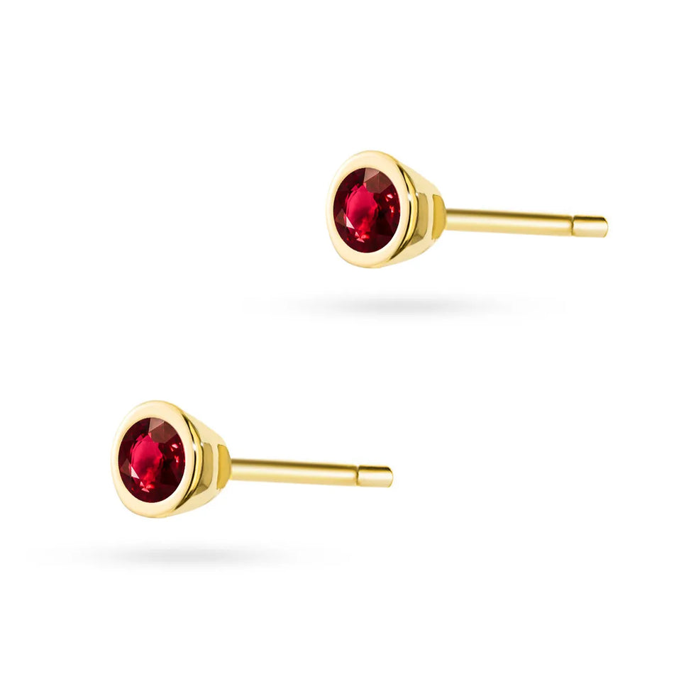 Gold Stud Earrings with Zirconia