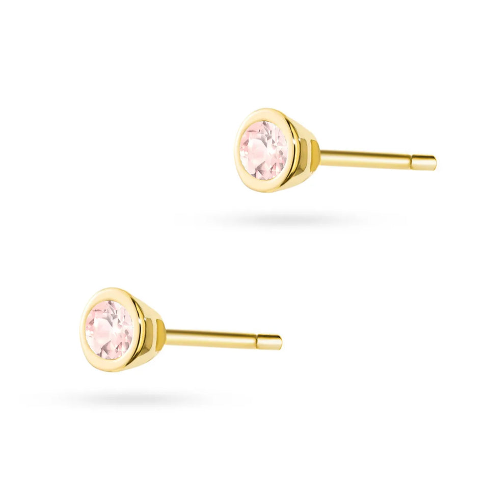 Gold Stud Earrings with Zirconia