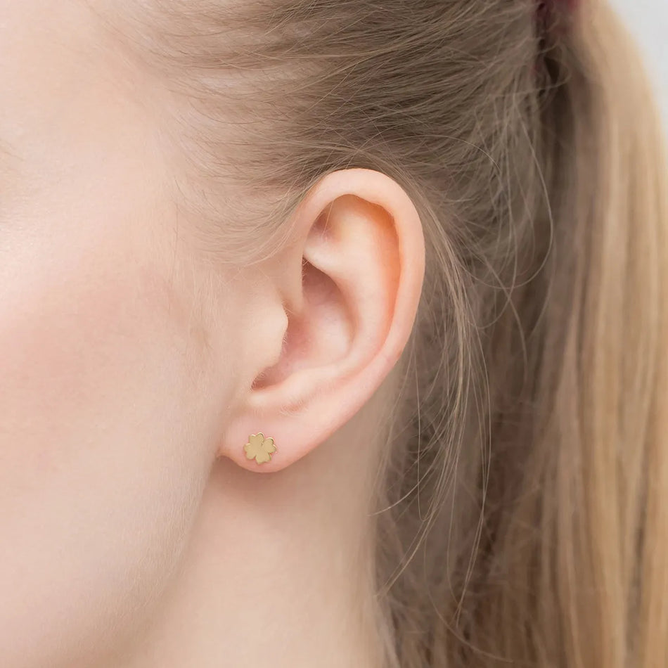 Gold Stud Earrings Lucky