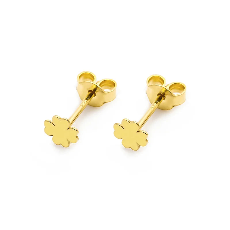Gold Stud Earrings Lucky