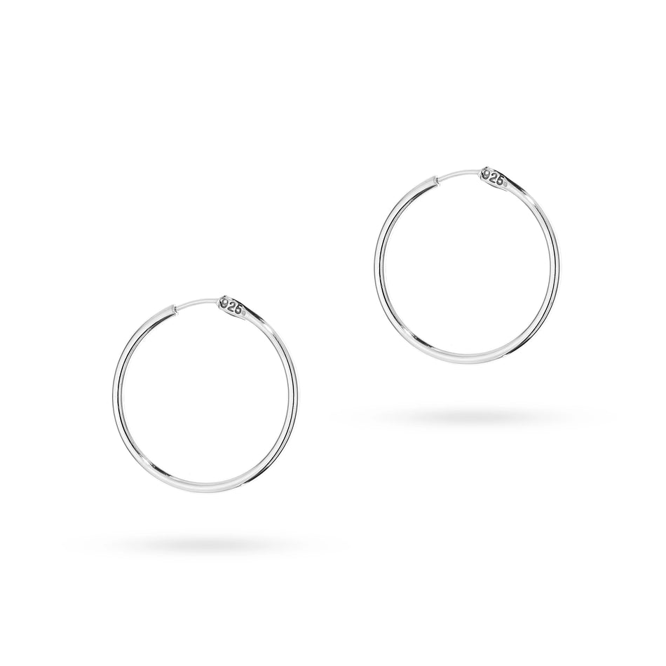 Strieborný Kruhové zásuvacie Náušnice