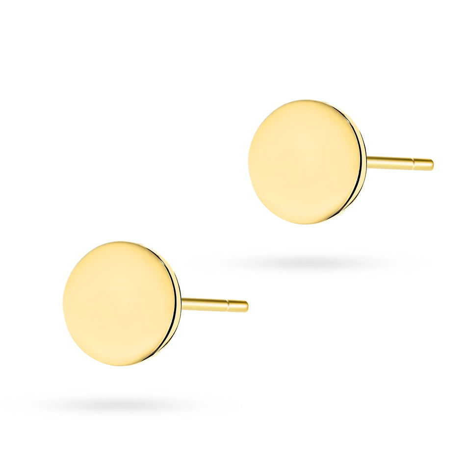 Classic round flat stud gold earrings