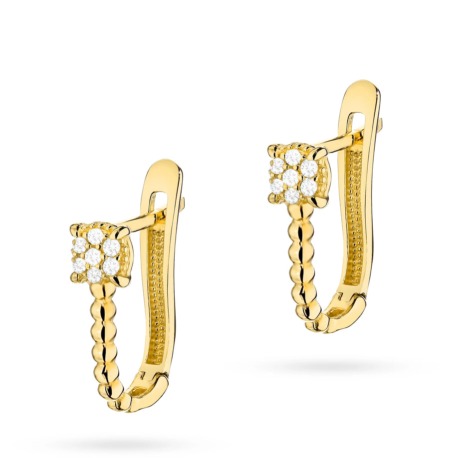 Beads gold earrings with zirconia