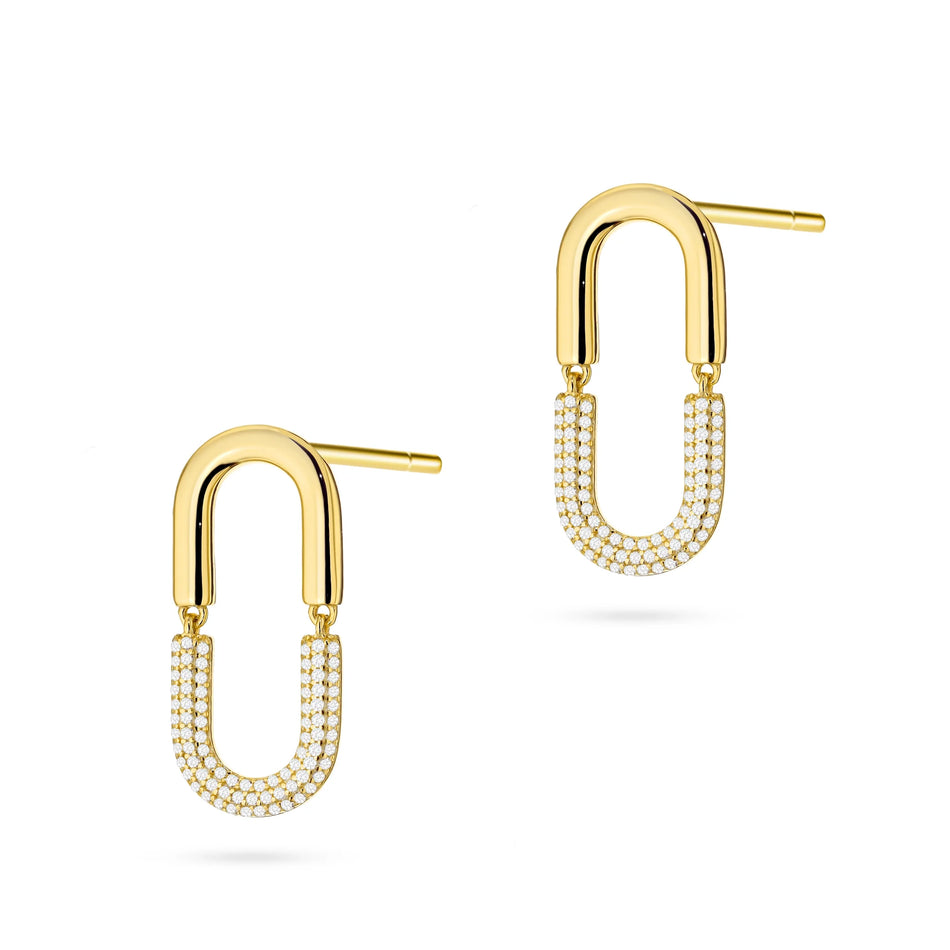 Gold-plated Silver Stud Earrings with Zirconia
