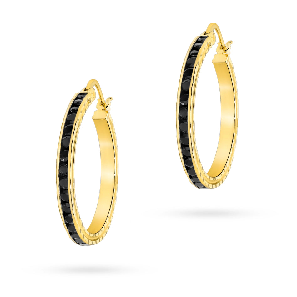 Gold English Clasp Earrings with Zirconia