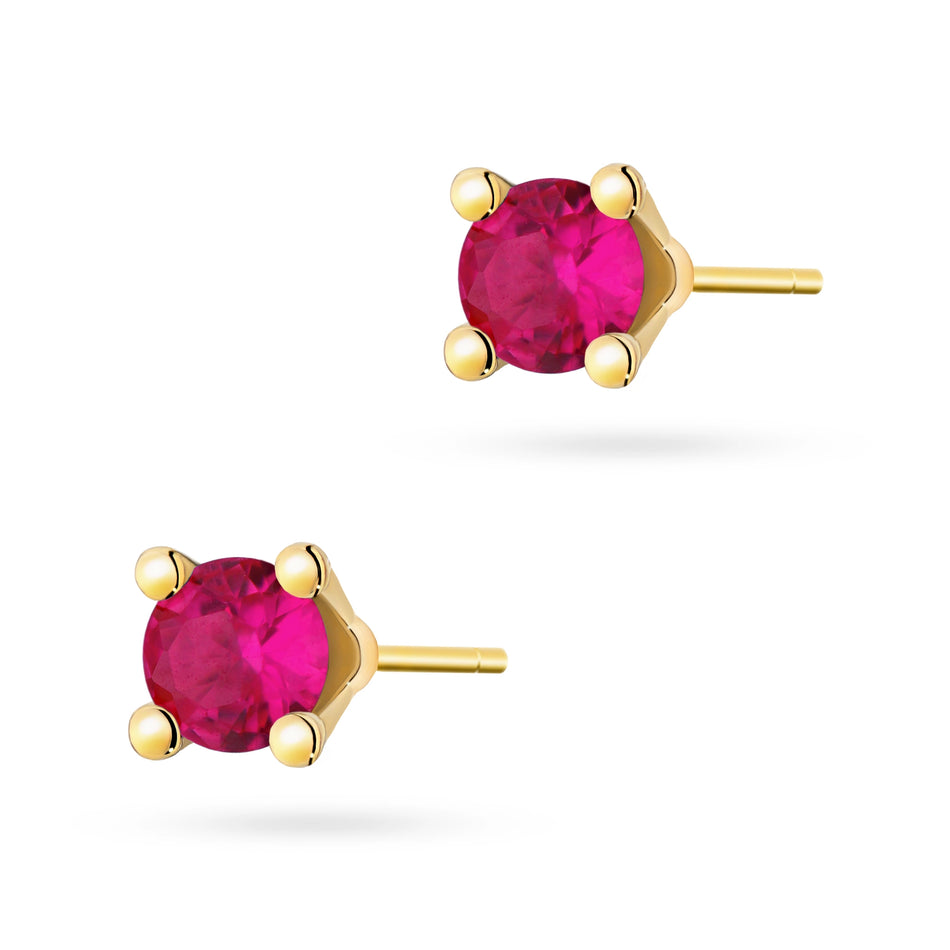 Gold Stud Earrings with Zirconia