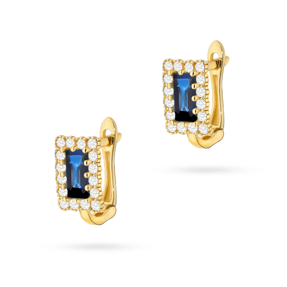 Gold English Clasp Earrings with Zirconia