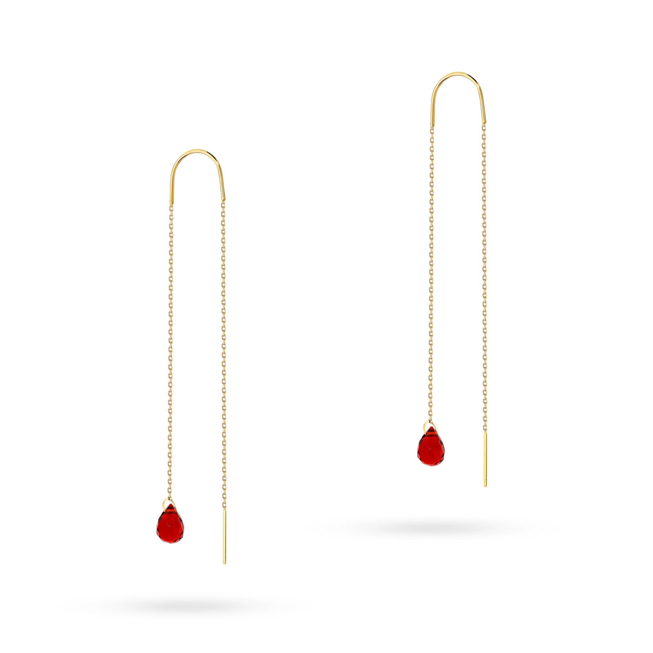 Gold Pull-Through Earrings with Hydro quartz