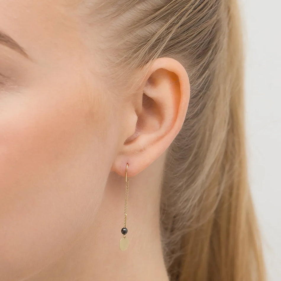 Gold Pull-Through Earrings with Zirconia