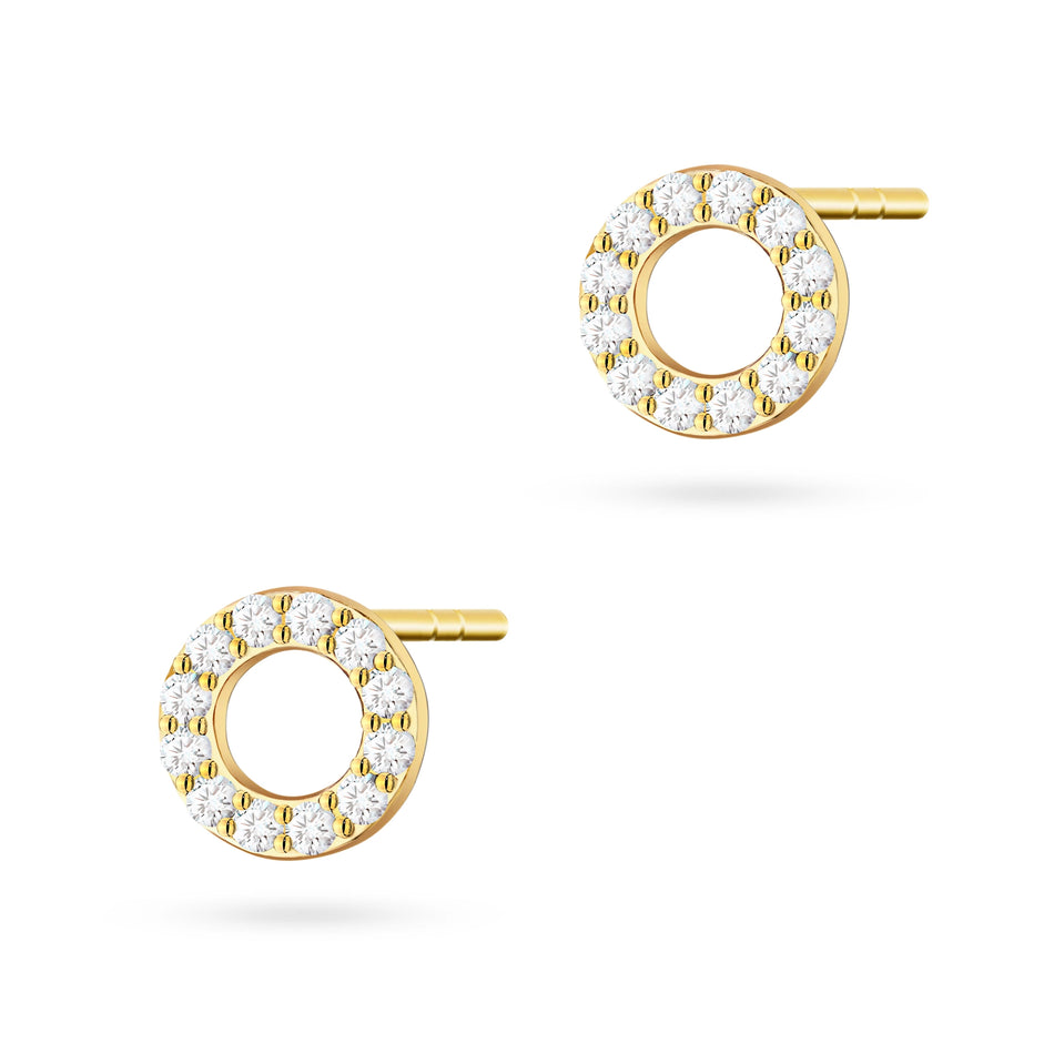 Gold Stud Earrings with Zirconia