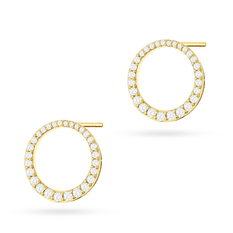 Gold-plated Silver Stud Earrings with Zirconia