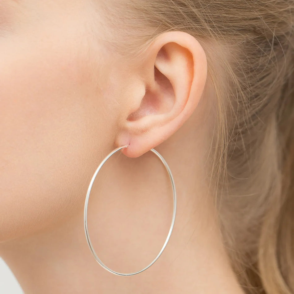 Strieborný Kruhové zásuvacie Náušnice
