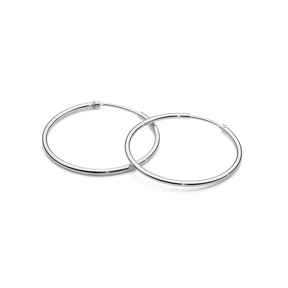 Strieborný Kruhové zásuvacie Náušnice 30mm