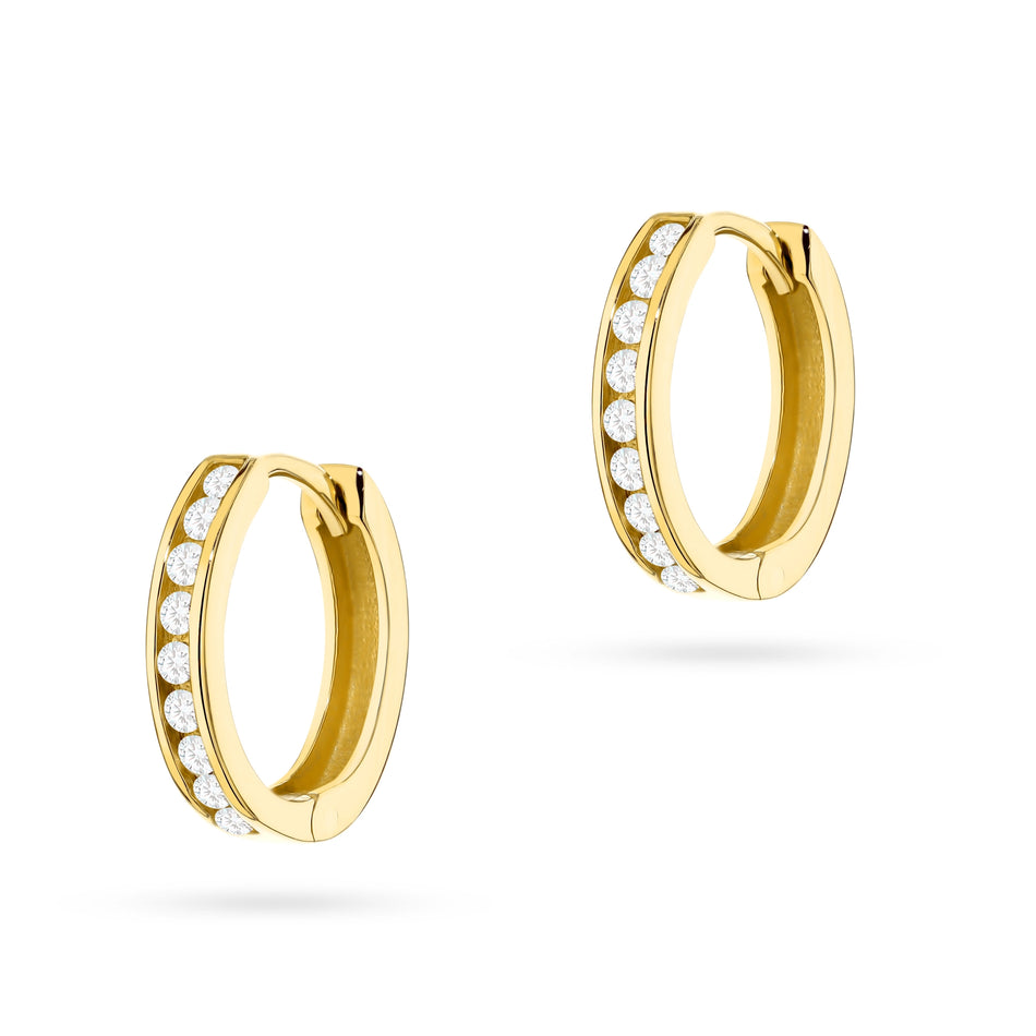 Gold Creole Earrings with Zirconia