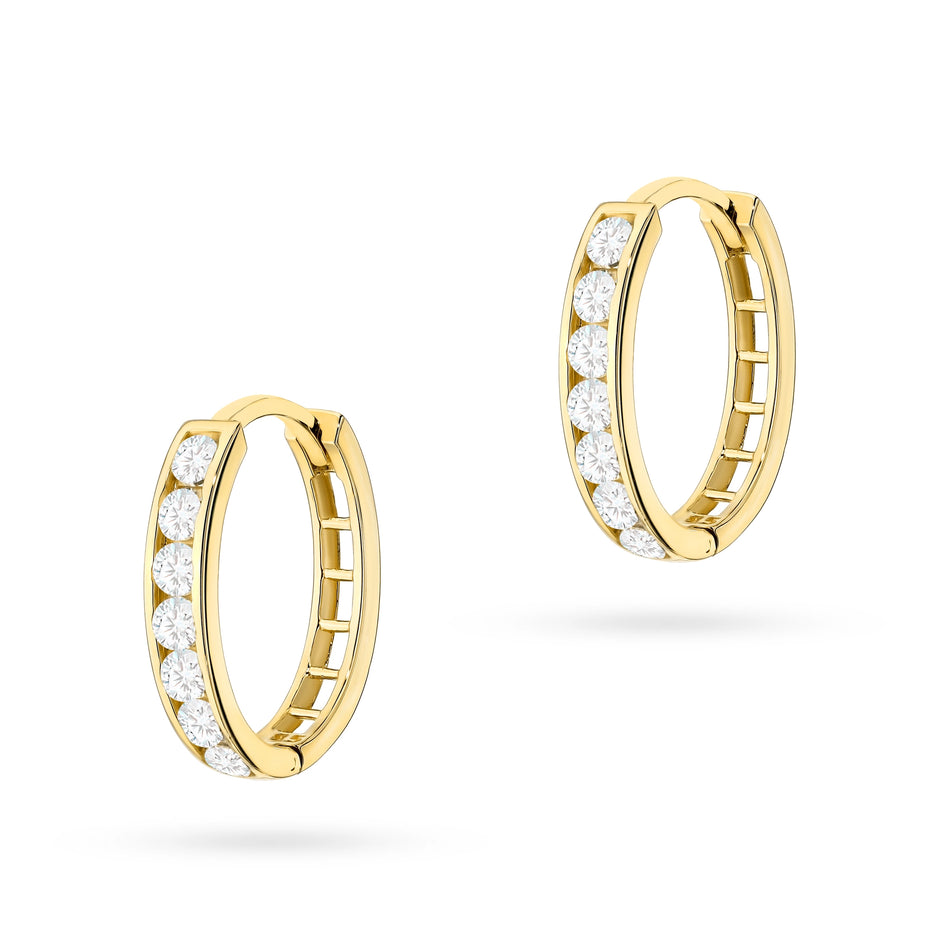 Gold Creole Earrings with Zirconia 10mm