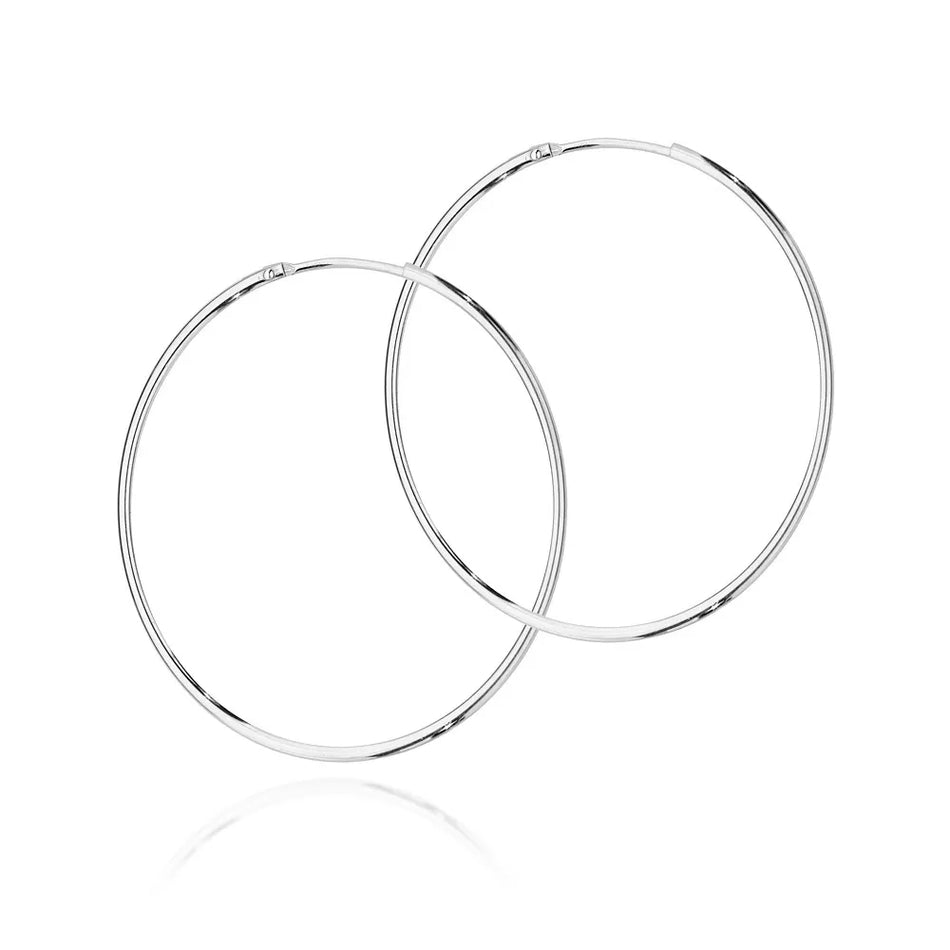 Strieborný Kruhové zásuvacie Náušnice 44mm