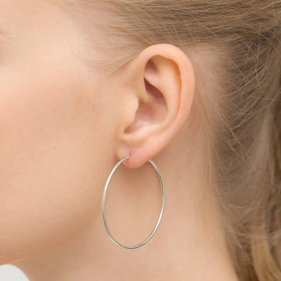 Strieborný Kruhové zásuvacie Náušnice 44mm