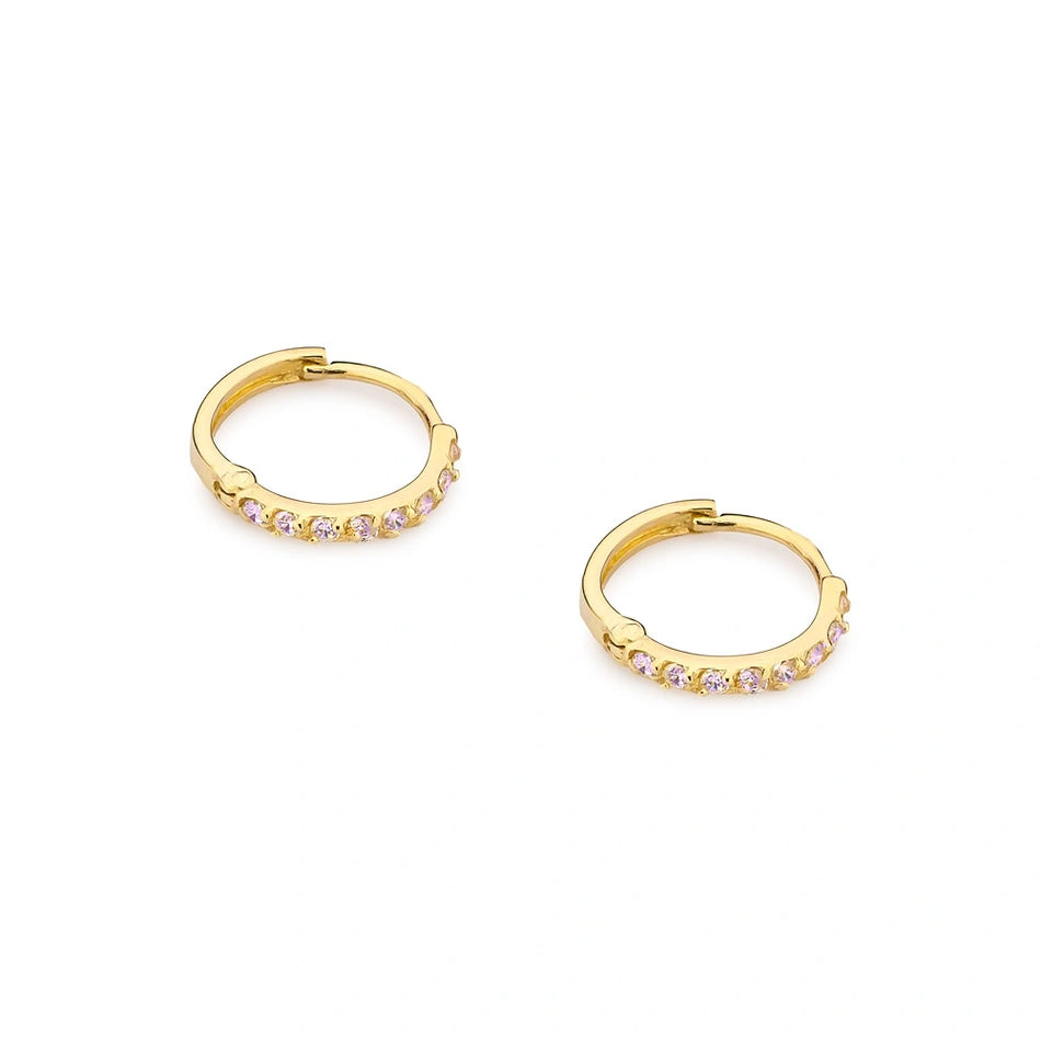 Gold Creole Earrings with Zirconia