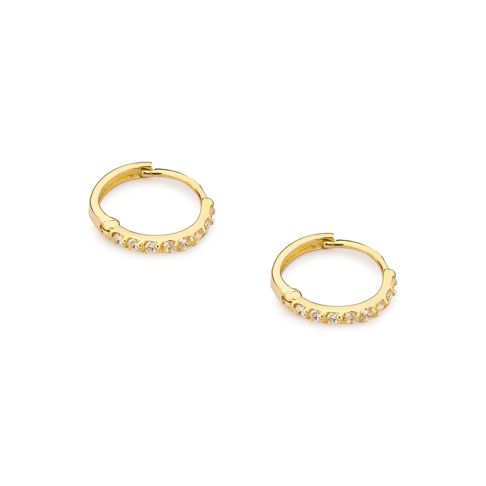Gold Creole Earrings with Zirconia 10mm