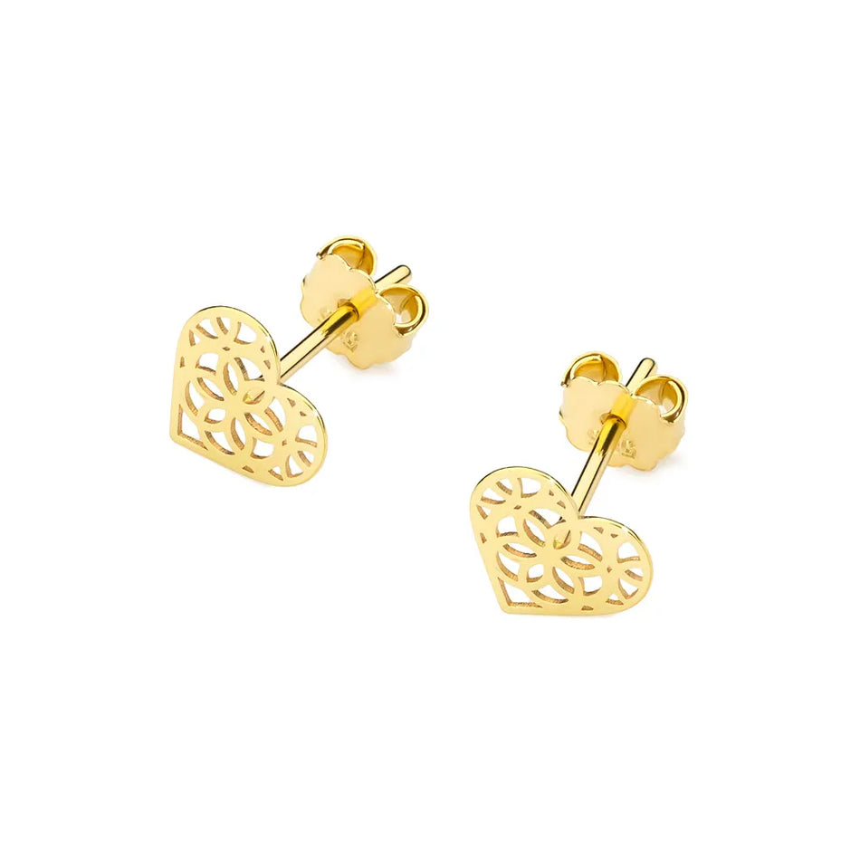 Gold Stud Earrings Hearts