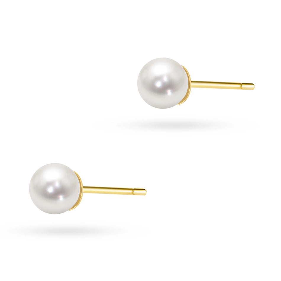 Gold-plated Silver Stud Earrings with Synthetic Pearl