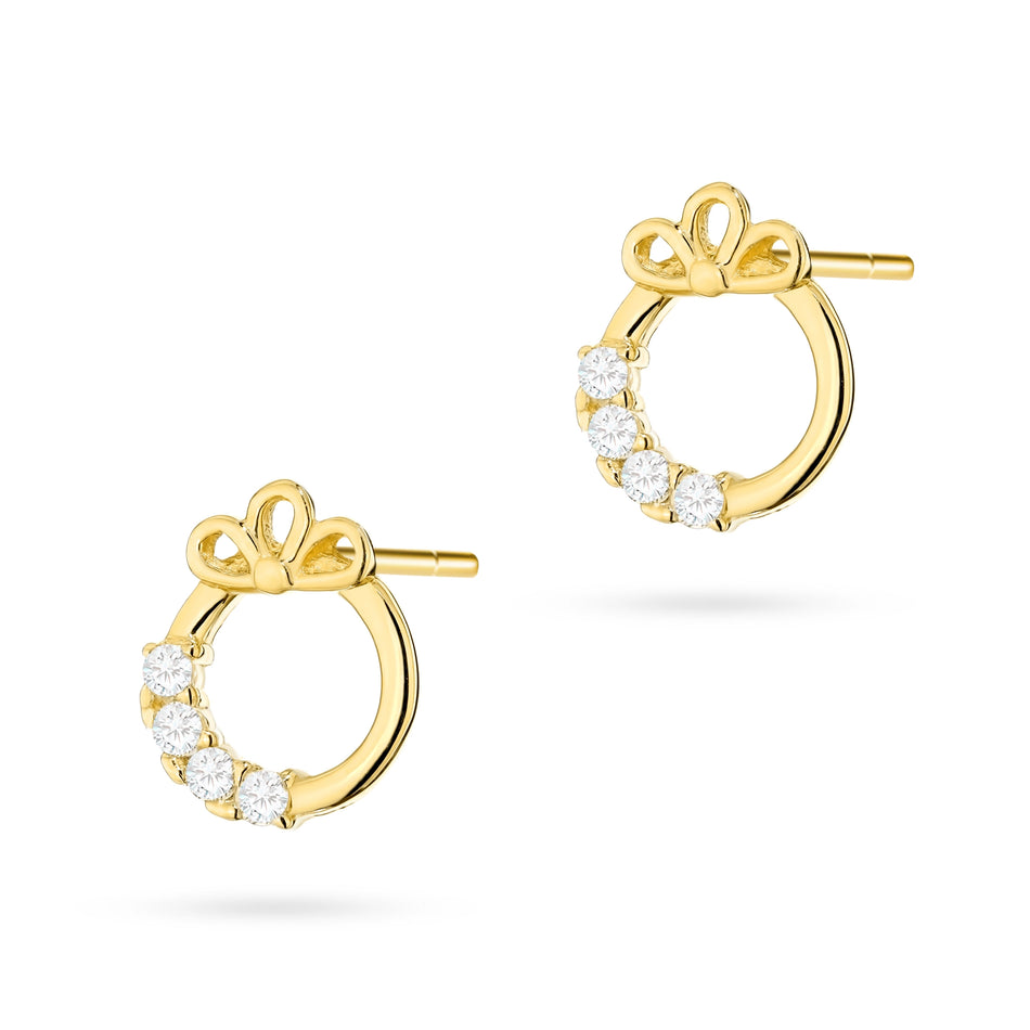 Children's Gold Stud Earrings with Zirconia