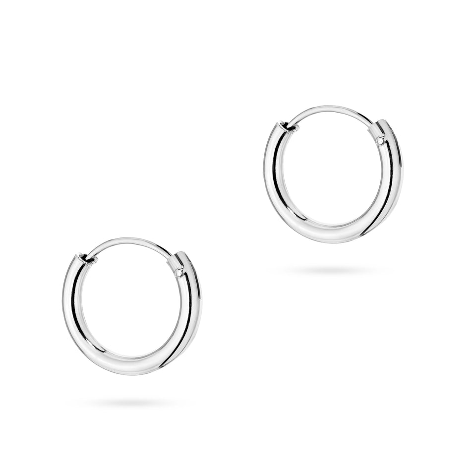 Strieborný Kruhové zásuvacie Náušnice 12mm