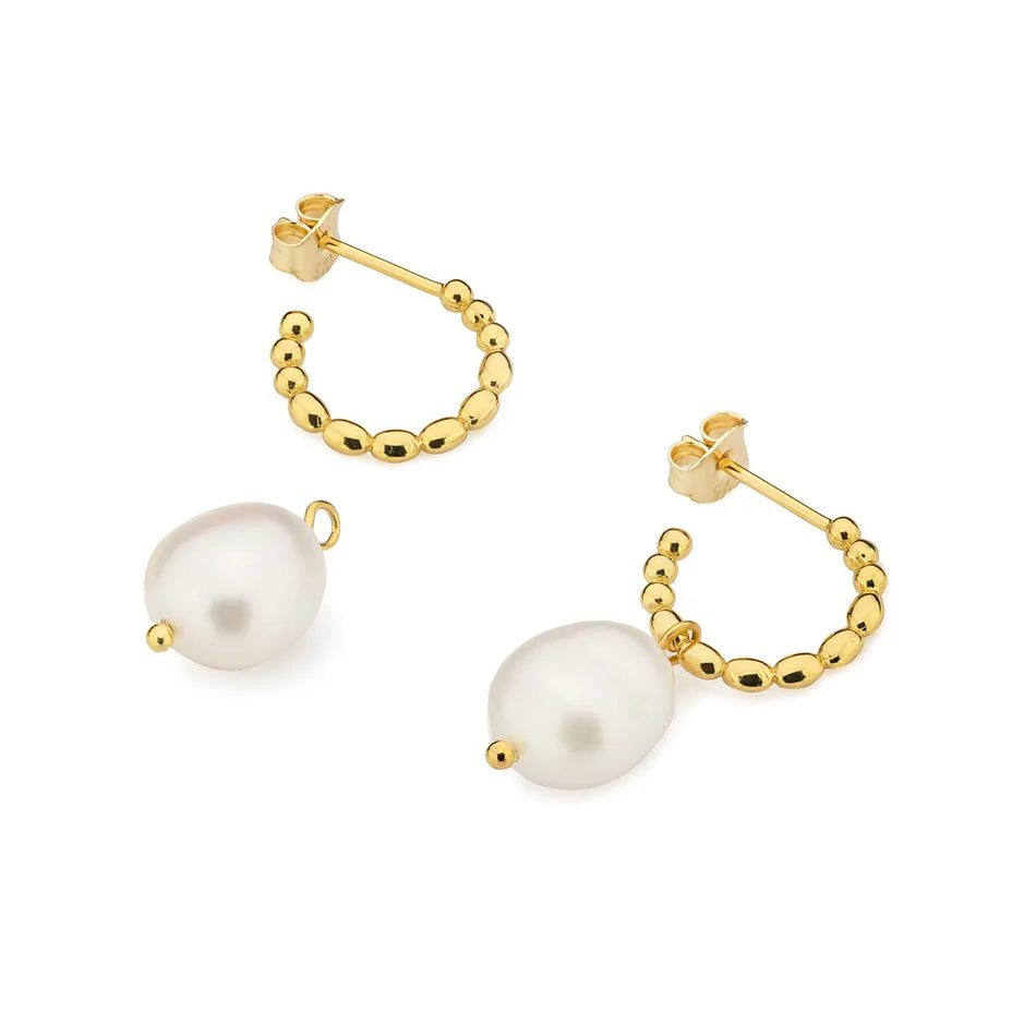 Gold-plated Silver Stud Earrings with Synthetic Pearl