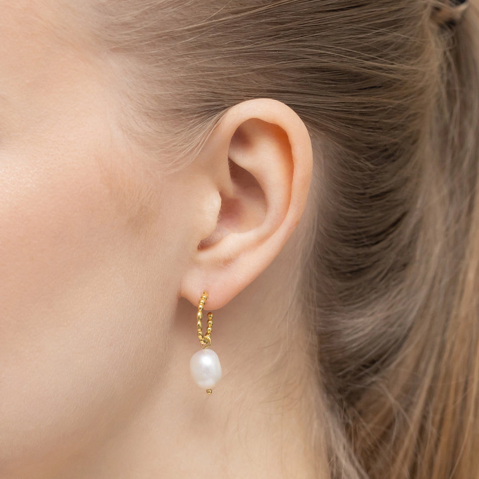 Gold-plated Silver Stud Earrings with Synthetic Pearl