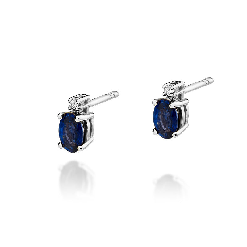 Gold Earrings with 0.70ct Sapphire and 0.029ct Diamonds