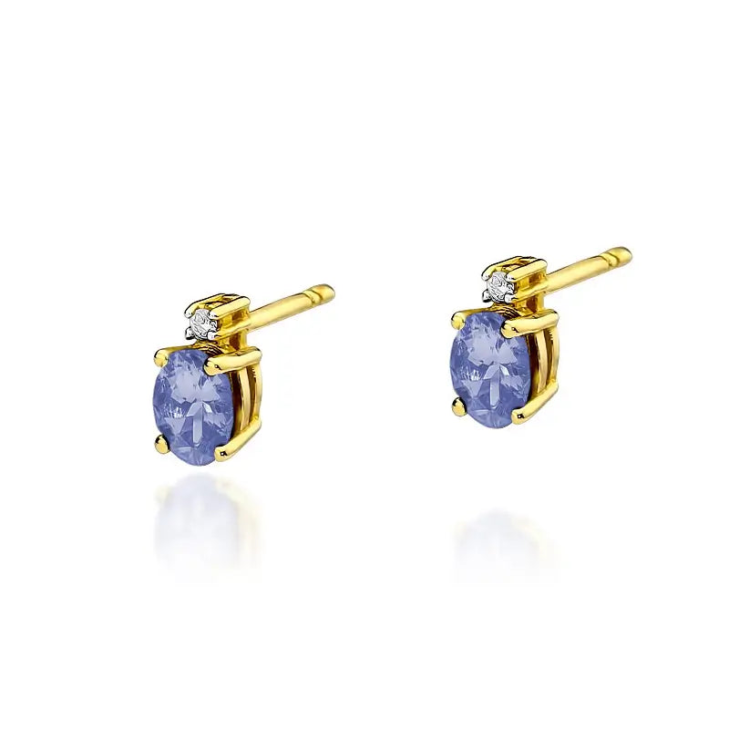 Gold Earrings with 0.40ct Tansanit and 0.029ct Diamonds