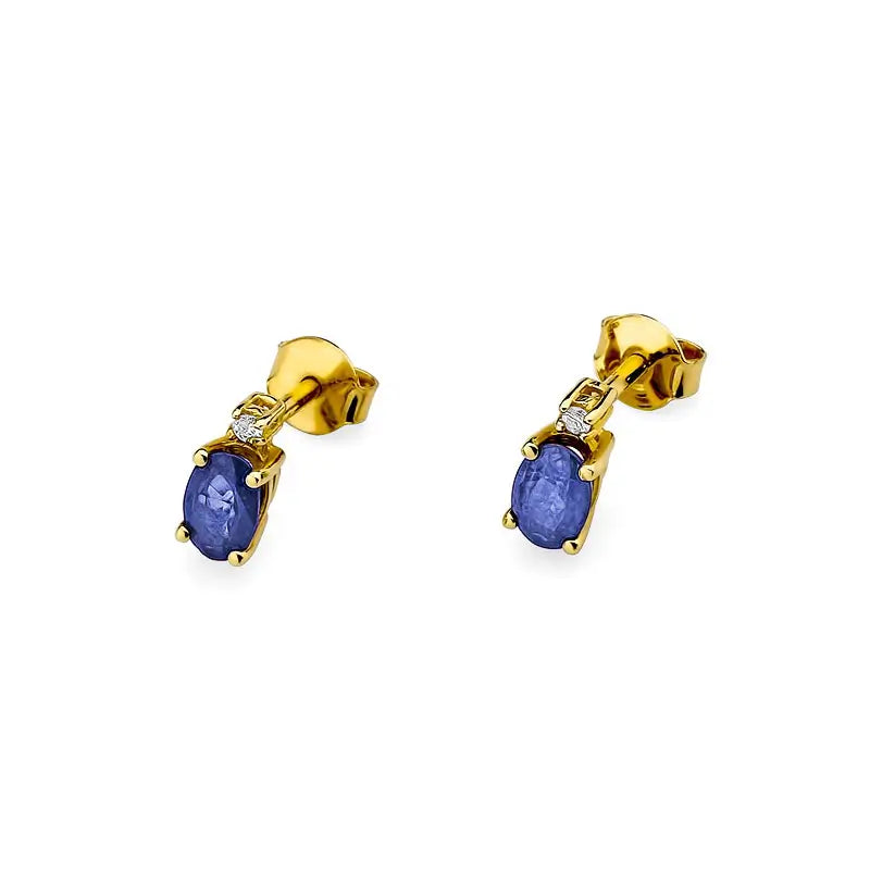 Gold Earrings with 0.40ct Tansanit and 0.029ct Diamonds