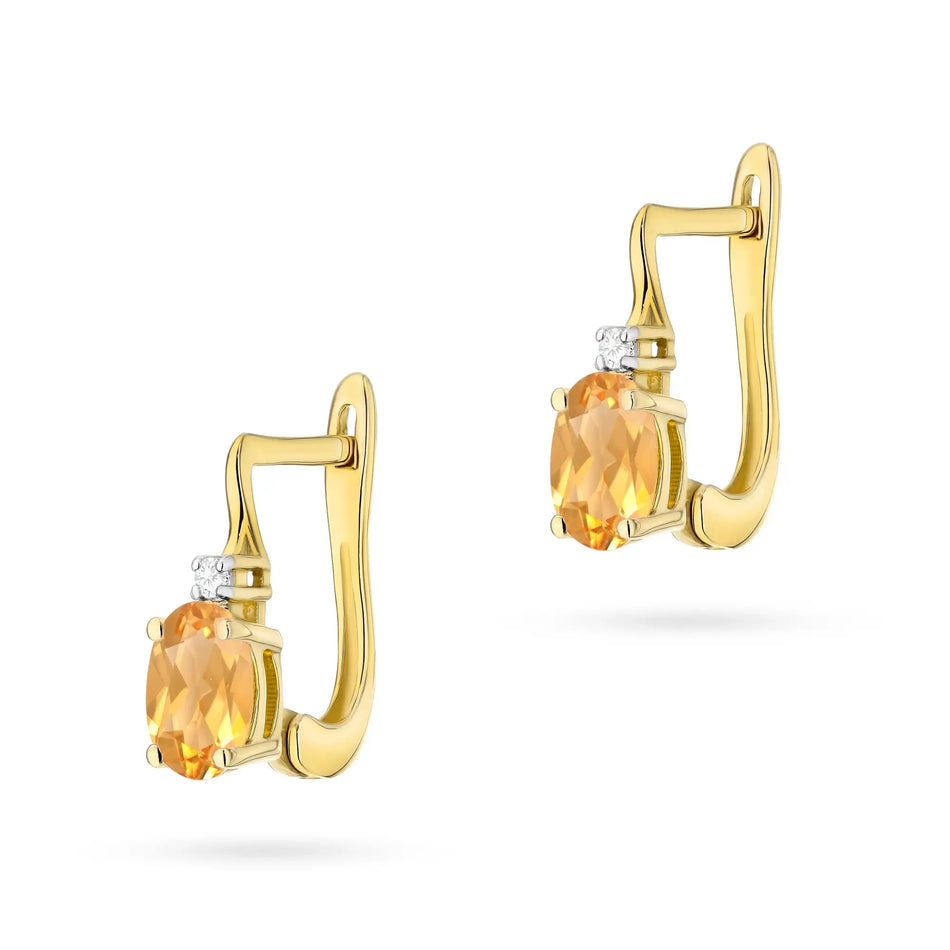 Gold Earrings with 0.60ct Citrin and Diamonds