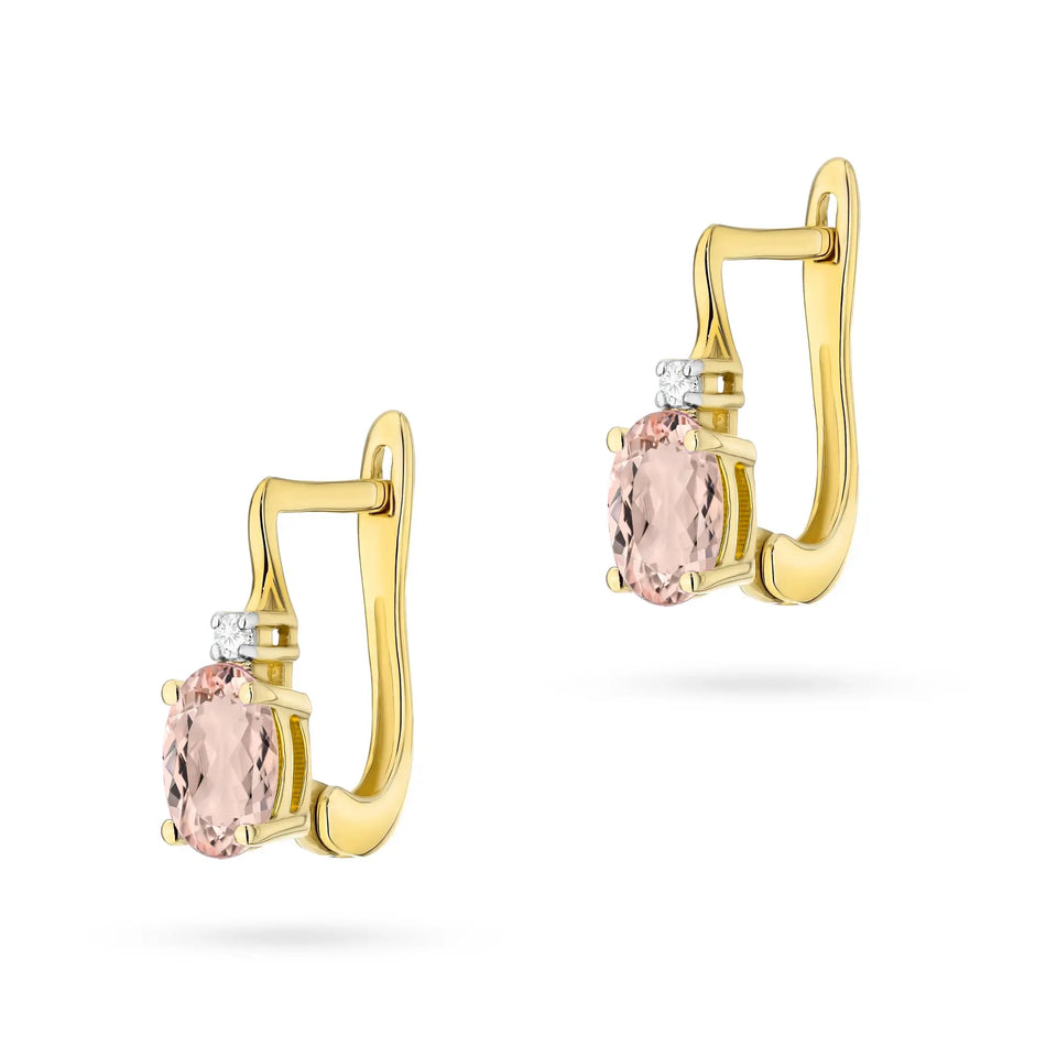 Gold Earrings with 0.40ct Morganite and Diamonds